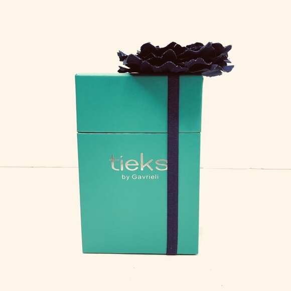 Empty Box for Tieks By Gavrieli Shoes Sz 6 Matte Black Turquoise Blue Bow Flower - Picture 1 of 10